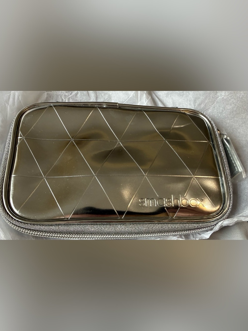 Smashbox Metallic Silver Quilted Makeup Bag